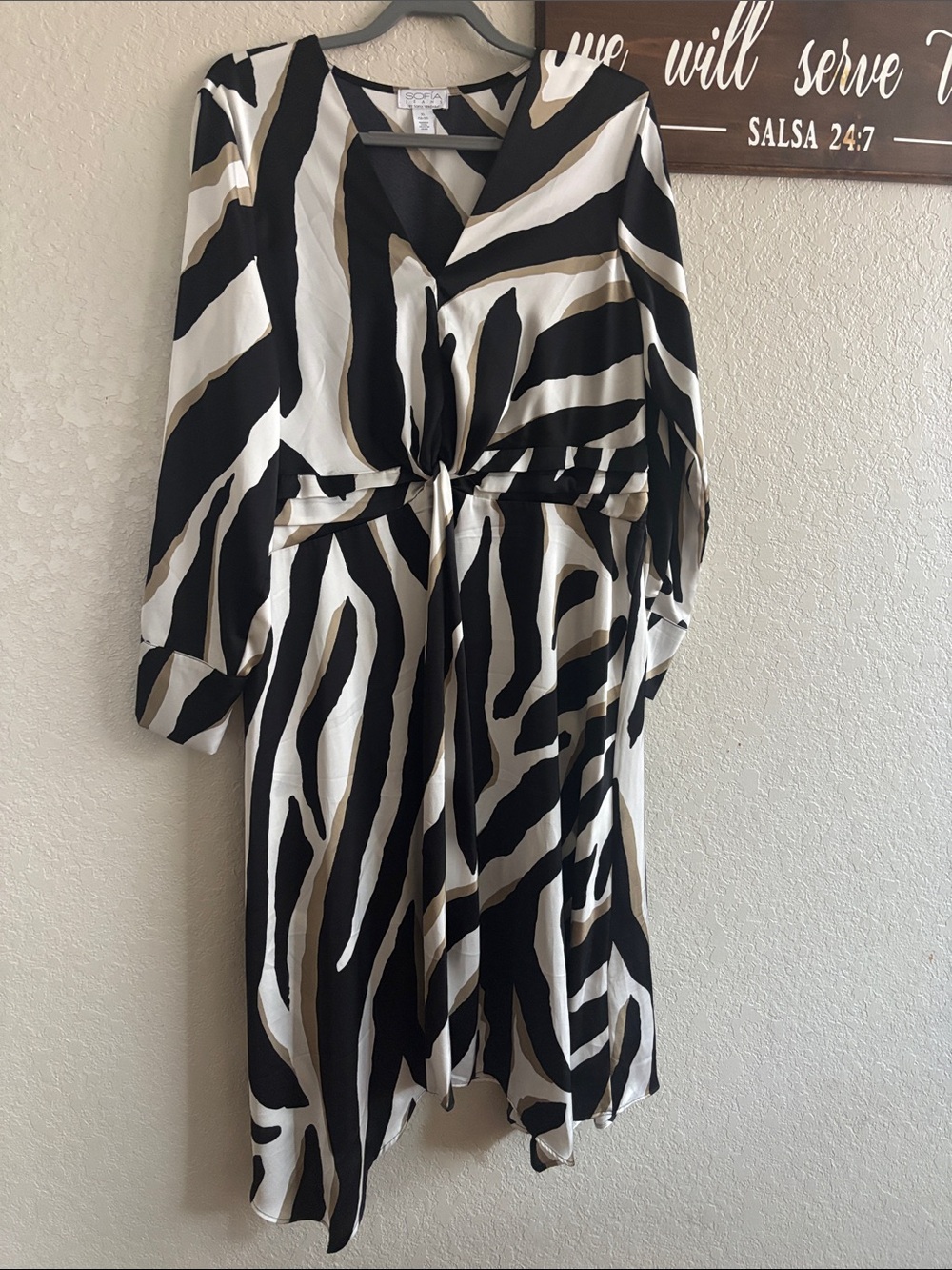 Black & White Zebra Print Tie-Waist Dress